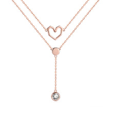 Elegant CZ Heart Shape Rose Gold Plated 925 Sterling Silver Pendant Necklace
